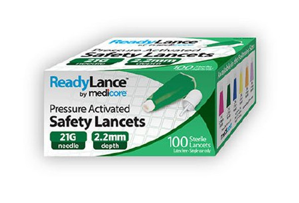 Safety Lancet ReadyLance™ 21 Gauge Retractable Pressure Activated Finger 806 Case/4000