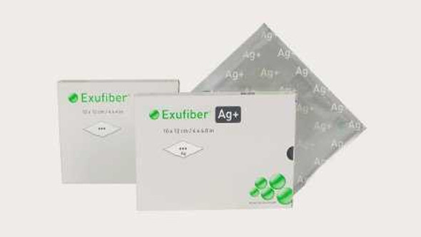 Silver Gelling Fiber Dressing Exufiber® Ag+ 6 x 6 Inch Square Sterile 603423 Pack of 1 603423 Exufiber® Ag+ 1052341_EA