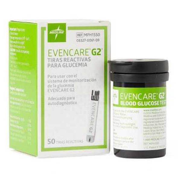 Blood Glucose Test Strips EvenCare® G2® 50 Strips per Pack MPH1550 Box of 50 MPH1550 EvenCare® G2® 874416_BX