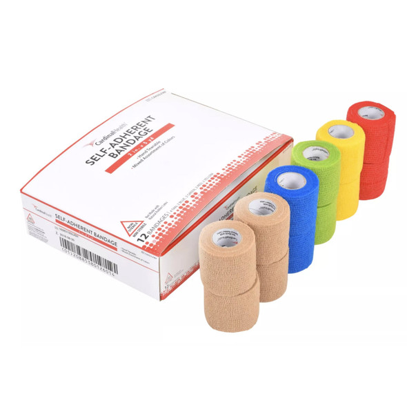 Cohesive Bandage Cardinal Health‚ 2 Inch x 5 Yard Self-Adherent Closure Assorted Colors NonSterile Standard Compression CAH25LFMP Case of 72