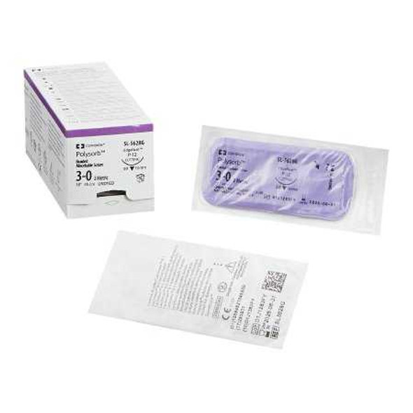 Absorbable Suture with Needle Polysorb™ Polyester P-12 3/8 Circle Precision Reverse Cutting Needle Size 3 - 0 Braided SL-5628G Box of 12 SL-5628G Polysorb™ 483330_BX