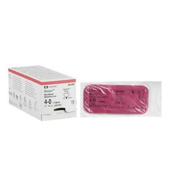 Absorbable Suture with Needle Biosyn™ Polyester P-13 3/8 Circle Precision Reverse Cutting Needle Size 4 - 0 Monofilament SM-5690 Box of 12 SM-5690 Biosyn™ 481390_BX