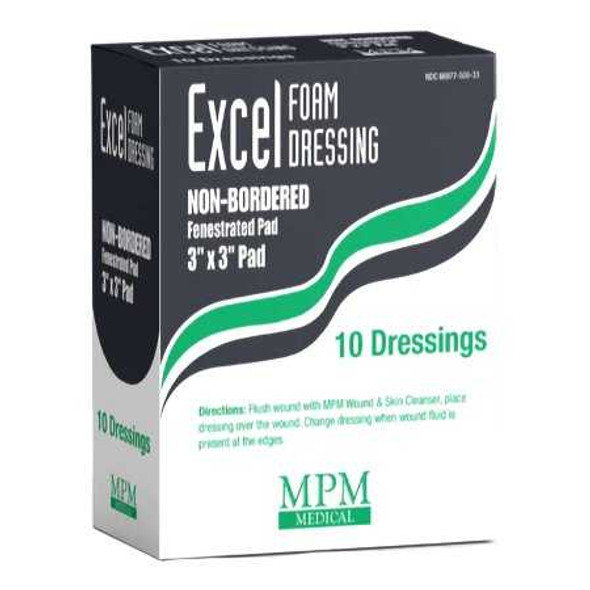 Foam Dressing MPM 3 x 3 Inch Without Border Waterproof Backing Nonadhesive Square Sterile MP00508 Box of 10 MP00508 MPM 1181130_BX
