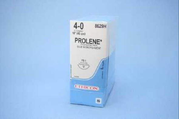 Nonabsorbable Suture with Needle Prolene™ Polypropylene FS-1 3/8 Circle Reverse Cutting Needle Size 4 - 0 Monofilament 8629H Box of 36 8629H Prolene™ 3250_BX