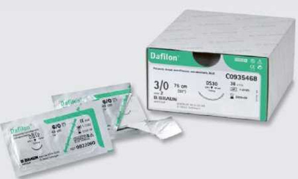 Nonabsorbable Suture with Needle Dafilon® Polyamide DSMP13 3/8 Circle Reverse Cutting Needle Size 5 - 0 Monofilament G0936090 Box of 1 G0936090 Dafilon® 559756_BX