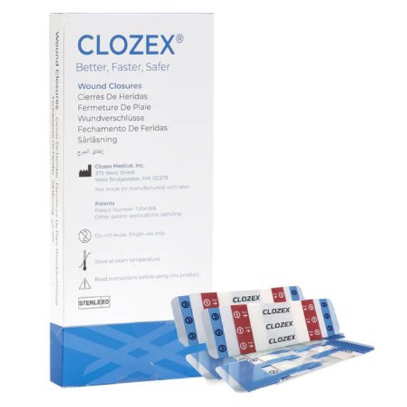 Skin Closure Device Clozex® 1-1/2 X 1-3/8 Inch Polyurethane, Polyester, Medical Grade Acrylic Interlaced Closure Strip Clear CL1040S Box/10