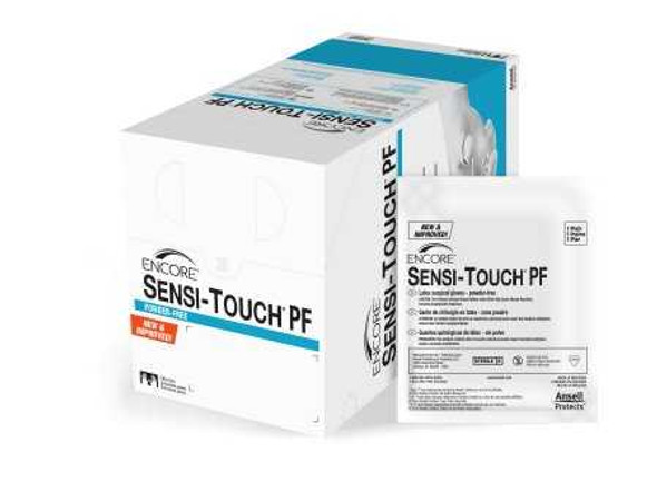 Surgical Glove ENCORE® Sensi-Touch® PF Size 6.5 Sterile Latex Standard Cuff Length Micro-Textured Natural Chemo Tested 7823PF Box of 50 7823PF ENCORE® Sensi-Touch® PF 1012603_BX