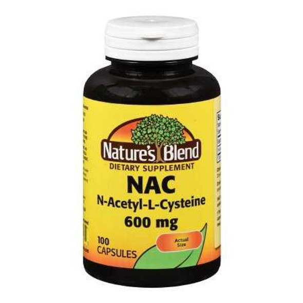 Dietary Supplement Nature's Blend acetylcysteine 600 mg Strength Capsule 100 per Bottle 54629409760 Bottle of 1 54629409760 Nature's Blend 1133264_BT