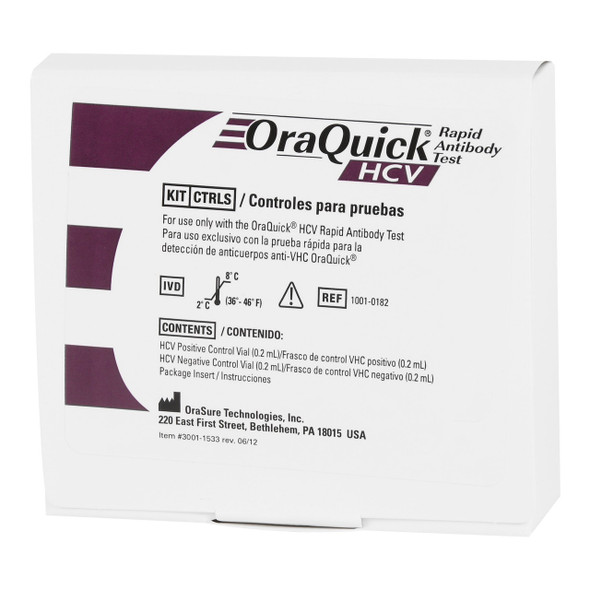 Hepatitis C Antibody Test Control Set OraQuick HCV Anti-HCV Positive Level / Negative Level 2 x 0.2 mL 1001-0182 Pack of 1