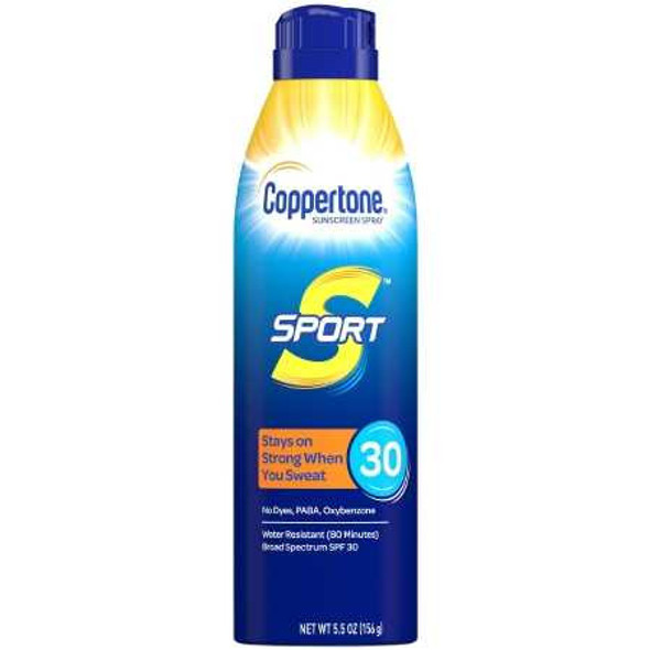 Sunscreen Coppertone® Sport SPF 30 Liquid 5.5 oz. Aerosol Can 07214003441 Pack of 1 07214003441 Coppertone® Sport 1212783_EA