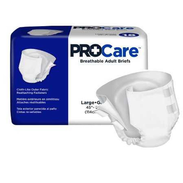 Unisex Adult Incontinence Brief ProCare™ Large Disposable Heavy Absorbency CRB-013/2 Pack of 18 CRB-013/2 ProCare™ 1227000_PK