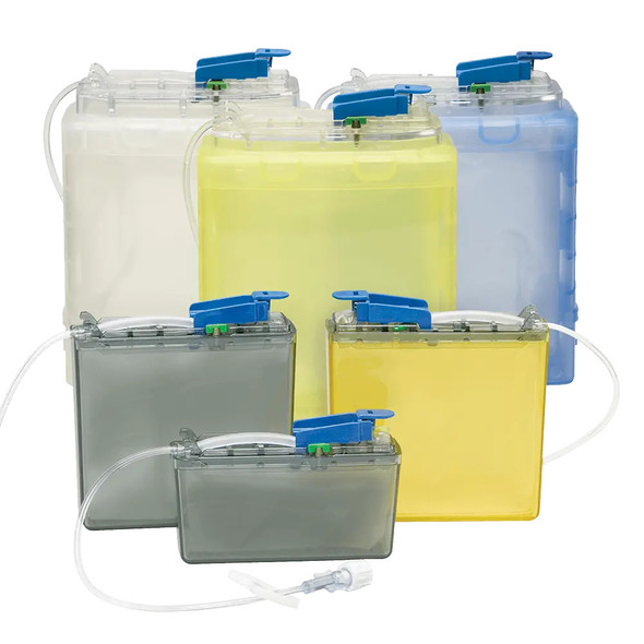 CADD Blue 250 mL Medication Cassette Reservoirs with Flow Stop Free-Flow Protection, Tube Length 8'' – Box of 12 (1084193_BX)