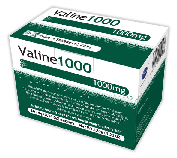 Oral Supplement Valine 1000™ Unflavored Powder 4 Gram Individual Packet 812539021186 Case of 30 55132 Valine 1000™ 1140730_CS