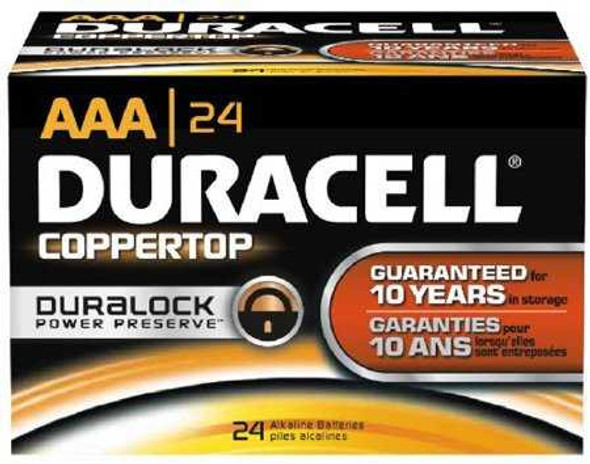 Alkaline Battery Duracell Coppertop AAA Cell 1.5V Disposable 24 Pack MN2400BKD Box/24 55577BG Duracell 694133_BX