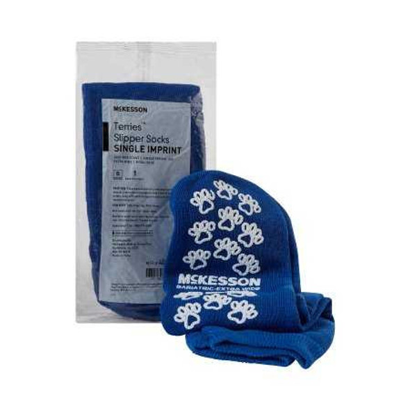 Slipper Socks McKesson Terries Bariatric Extra Wide Royal Blue Above the Ankle 40-1099 Pair/1 40-1099 McKesson Terries 480453_PR