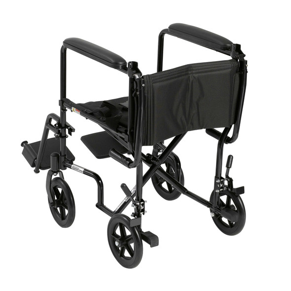 Lightweight Transport Chair Aluminum Black 300 lbs. Fixed Arms Padded Black ATC17-BK Each/1 ATC17-BK DRIVE MEDICAL DESIGN & MFG 583861_EA