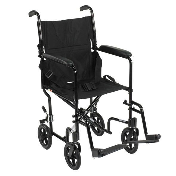Lightweight Transport Chair Aluminum Black 300 lbs. Fixed Arms Padded Black ATC17-BK Each/1 ATC17-BK DRIVE MEDICAL DESIGN & MFG 583861_EA