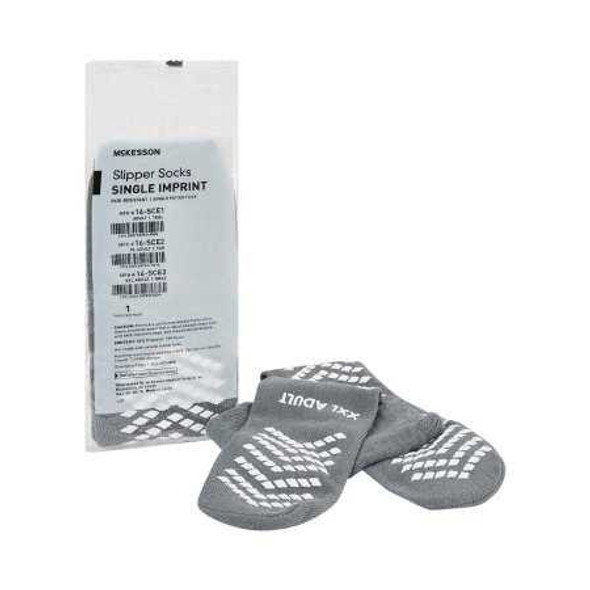 Slipper Socks McKesson Adult 2X-Large Gray Above the Ankle 16-SCE3 Case/48 MCK BRAND 1038461_CS