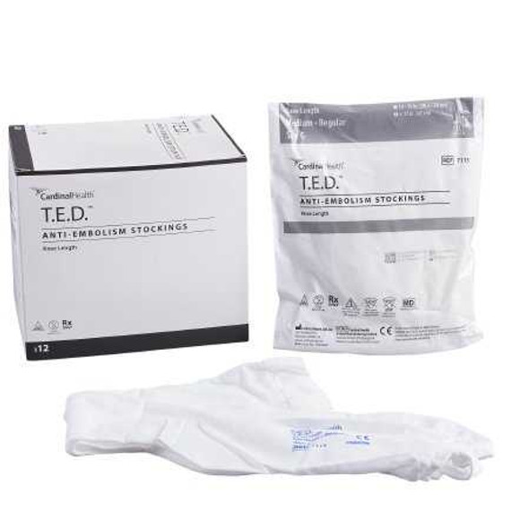 Anti-embolism Stockings T.E.D. Knee-high Medium Regular White Inspection Toe 7115 Box/12 7115 KENDALL HEALTHCARE PROD INC. 10193_CT