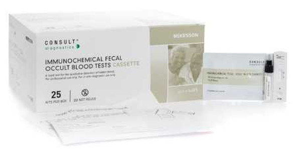 Rapid Diagnostic Test Kit Consult Immunochemical Colorectal Cancer Screen Fecal Occult Blood Test FIT or iFOBT Stool Sample CLIA Waived 25 Tests 4485 Box/25 4485 MCK BRAND 854858_BX