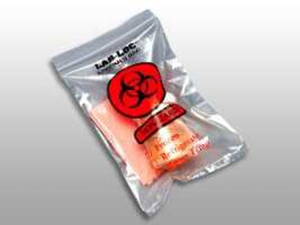 Specimen Transport Bag with Document Pouch LAB-LOC 6 X 9 Inch Low Density Polyethylene Biohazard Symbol / Storage Instructions Zip Closure NonSterile LAB20609 Pack/100 LAB20609 ELKAY PLASTICS CO, INC 1053604_PK