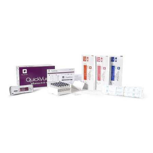 Rapid Diagnostic Test Kit QuickVue Immunoassay Influenza A B Nasal Swab / Nasopharyngeal Swab / Nasal Wash / Nasal Aspirate Sample CLIA Waived 25 Tests 20183 Box/25 20183 QUIDEL CORPORATION 489402_KT