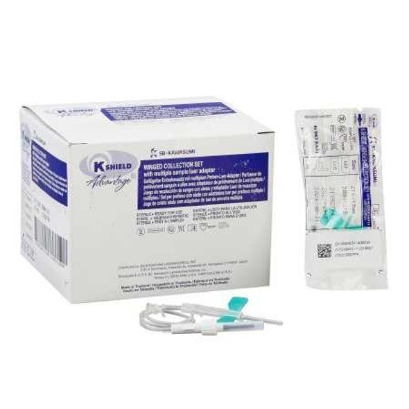 K-Shield Advantage Blood Collection Set 21 Gauge 3/4 Inch Needle Length Safety Needle 12 Inch Tubing Sterile DBMA-21G Box/50 DBMA-21G KAWASUMI LABORATORIES 770632_BX