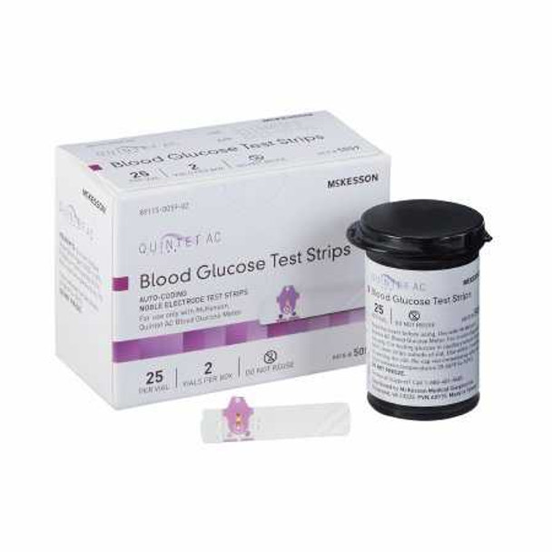 Blood Glucose Test Strips Quintet AC 50 Test Strips Per Box 5059 Box/50 5059 MCK BRAND 854636_BX