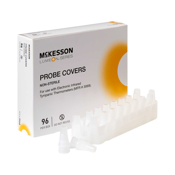 Tympanic Thermometer Probe Cover McKesson LUMEON For Infrared Tympanic Electronic Thermometer 96 Disposable Sheaths per Box 3068 Box/96 3068 MCK BRAND 848677_BX