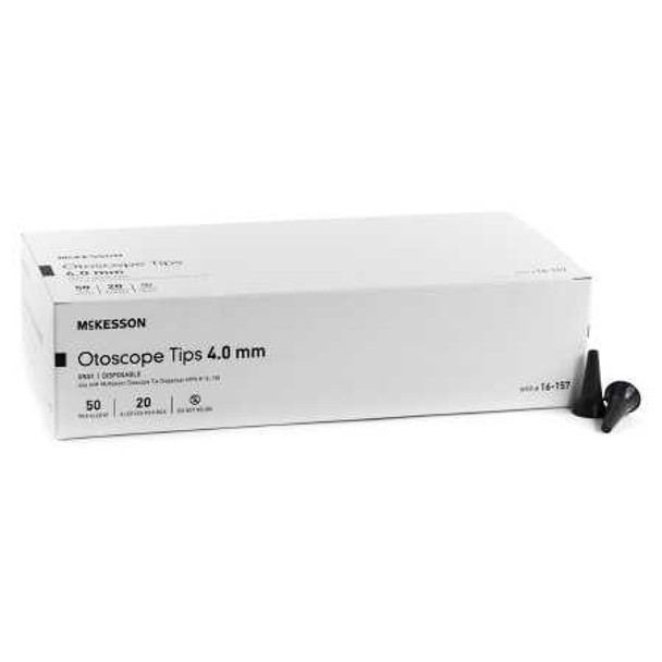 Otoscope Tip McKesson Adult Polypropylene Gray 4 mm Disposable 16-157 Box/1000 16-157 MCK BRAND 930089_BX