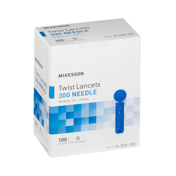 Lancet McKesson Twist Top Lancet Needle 1.8 mm Depth 30 Gauge Twist Top 16-030-100 Case/5000 16-030-100 MCK BRAND 730272_CS