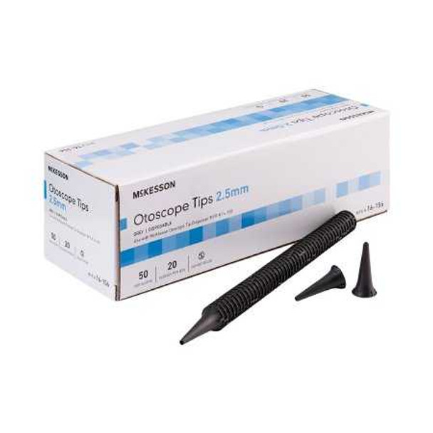 Otoscope Tip McKesson Child Polypropylene Gray 2.5 mm Disposable 16-156 Box/1000 16-156 MCK BRAND 930088_BX