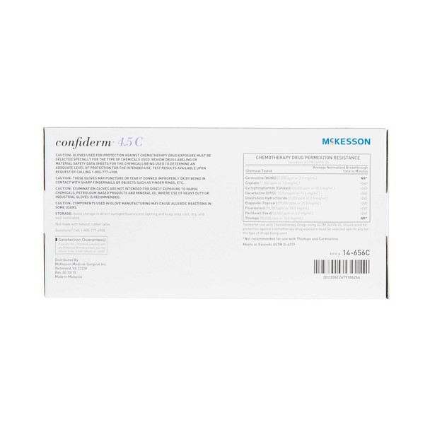 Exam Glove McKesson Confiderm 4.5C NonSterile Blue Powder Free Nitrile Ambidextrous Textured Fingertips Chemo Tested Medium 14-656C Case/1000 14-656C MCK BRAND 921603_CS