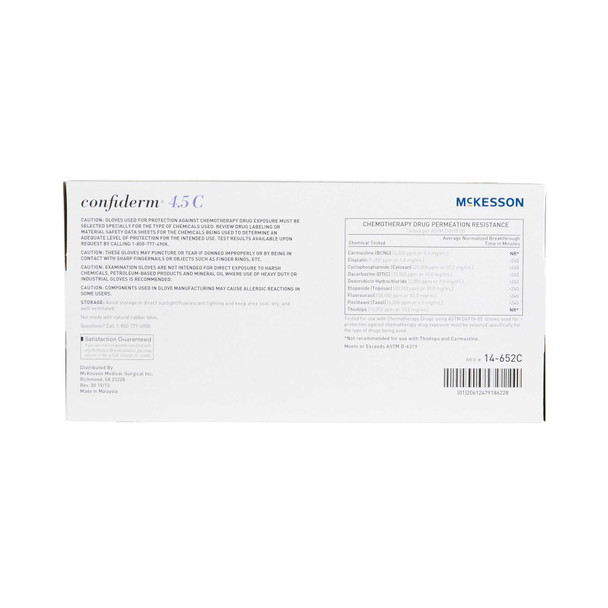 Exam Glove McKesson Confiderm 4.5C NonSterile Blue Powder Free Nitrile Ambidextrous Textured Fingertips Chemo Tested X-Small 14-652C Box/100 14-652C MCK BRAND 921601_BX