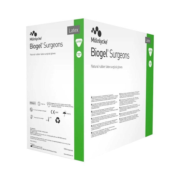 Surgical Glove Biogel Surgeons Sterile Straw Powder Free Latex Hand Specific Micro-Textured Not Chemo Approved Size 9 30490 Box/50 30490 MOLNLYCKE HEALTH CARE US LLC 184865_BX