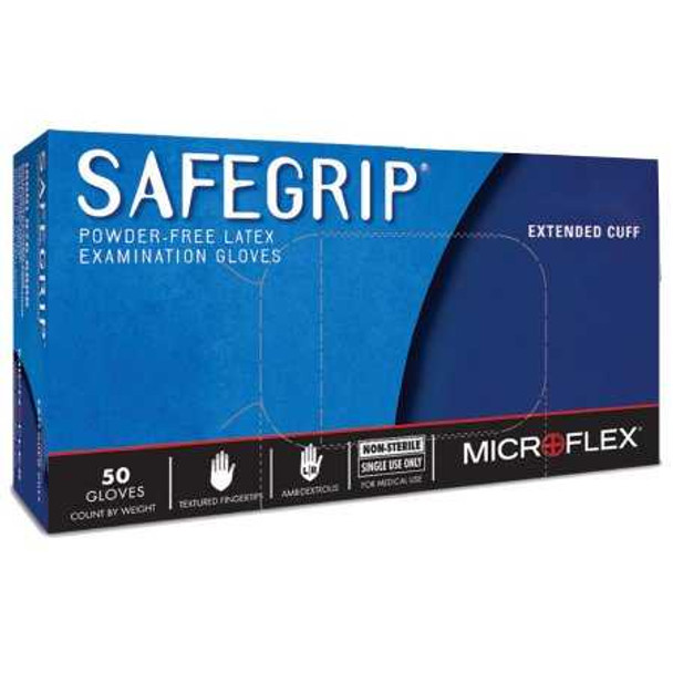 Exam Glove SafeGrip NonSterile Blue Powder Free Latex Ambidextrous Textured Fingertips Not Chemo Approved X-Large SG-375-XL Case/500 SG-375-XL MICROFLEX MEDICAL 306874_CS