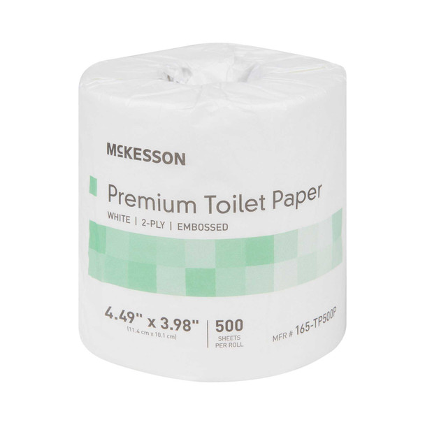 McKesson Premium Toilet Tissue White 2-Ply Standard Size Cored Roll 500 Sheets 3.98 X 4.49 Inch 165-TP500P RL/1 165-TP500P MCK BRAND 1045391_RL