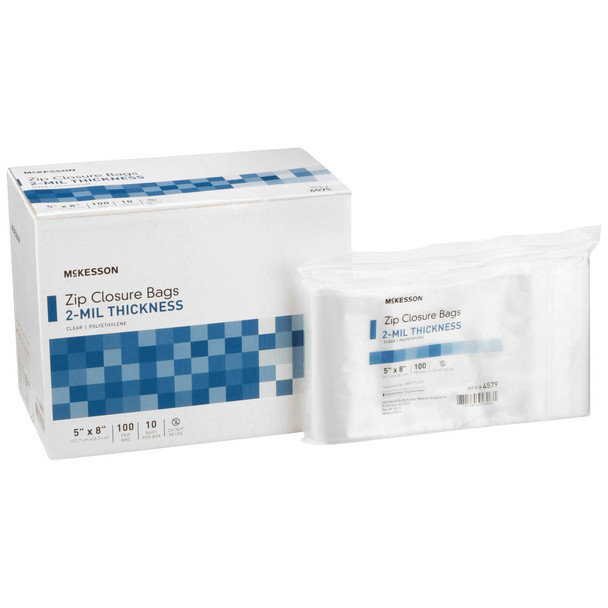 Zip Closure Bag McKesson 5 X 8 Inch Polyethylene Clear 4579 Case/4000 4579 MCK BRAND 1057373_CS