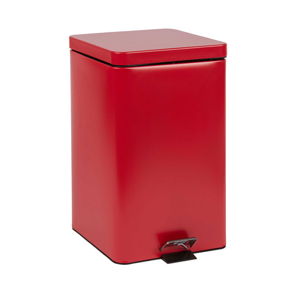 Trash Can with Plastic Liner entrust 32 Quart Red Steel Step On Square 81-35267 Each/1 - 62674109 81-35267 MCK BRAND 553988_EA