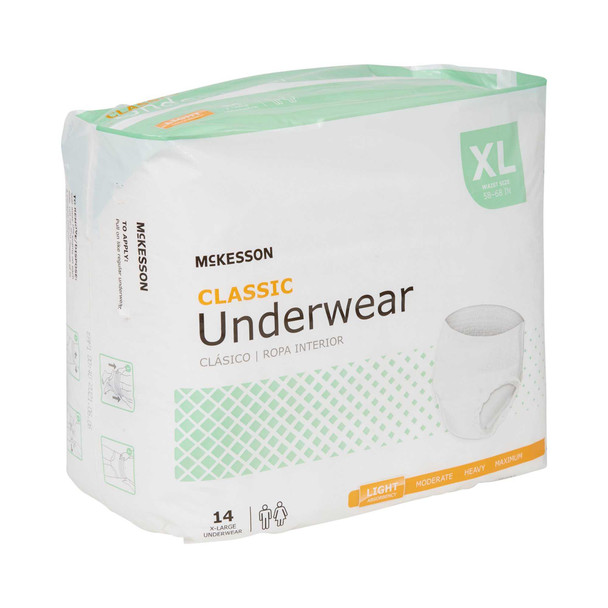 Adult Absorbent Underwear McKesson Lite Pull On X-Large Disposable Light Absorbency UWEXL Bag/1 UWEXL MCK BRAND 884178_BG