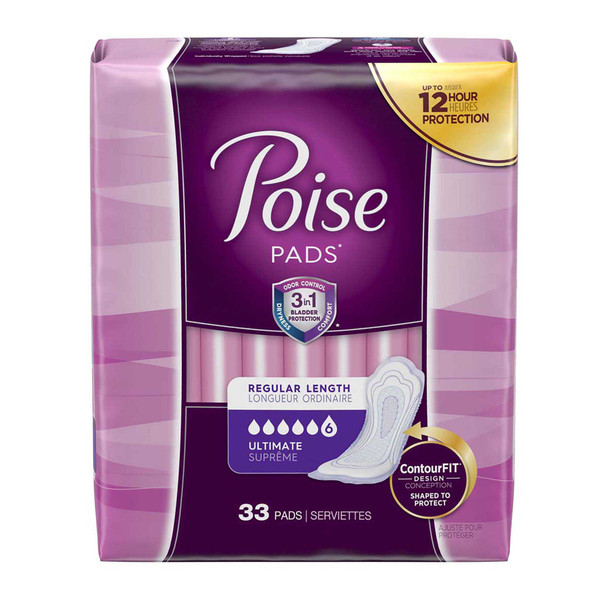 Bladder Control Pad Poise 15.6 Inch Length Light Absorbency Absorb-Loc Female Disposable 33592 Pack/33 33592 KIMBERLY CLARK PROFESSIONAL & 802342_PK