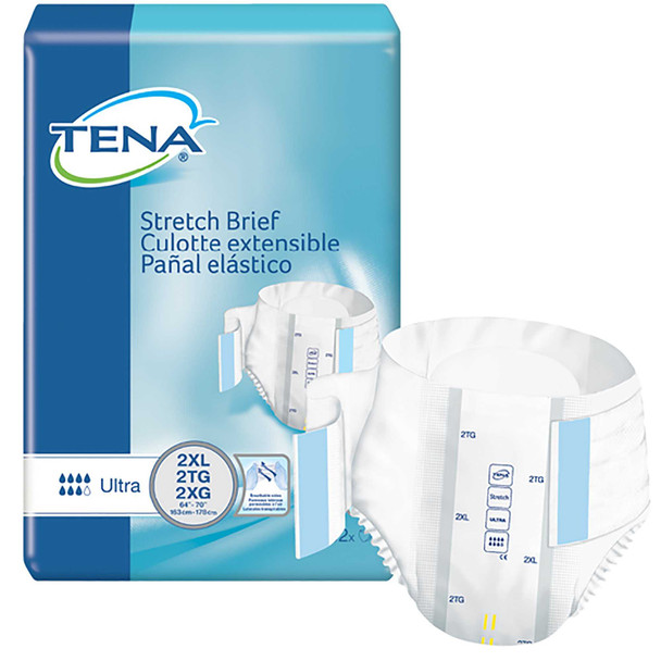 Adult Incontinent Brief TENA Stretch Ultra Tab Closure 2X-Large Disposable Heavy Absorbency 61390 Case/64 61390 SCA PERSONAL CARE 794218_CS