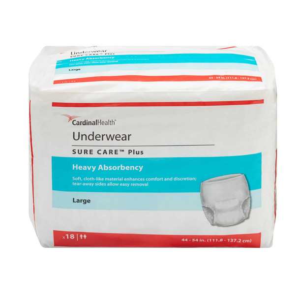 Adult Absorbent Underwear Sure Care Pull On Large Disposable Heavy Absorbency 1615 Case/72 1615 KENDALL HEALTHCARE PROD INC. 409346_CS
