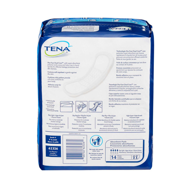 Bladder Control Pad TENA Day Light 13 Inch Length Light Absorbency Female Disposable 62326 Case/84 62326 SCA PERSONAL CARE 1043727_CS