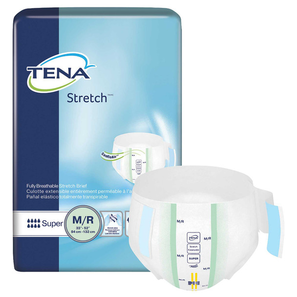 Adult Incontinent Brief TENA Stretch Super Tab Closure Medium Disposable Heavy Absorbency 67902 Bag/1 67902 SCA PERSONAL CARE 670604_BG