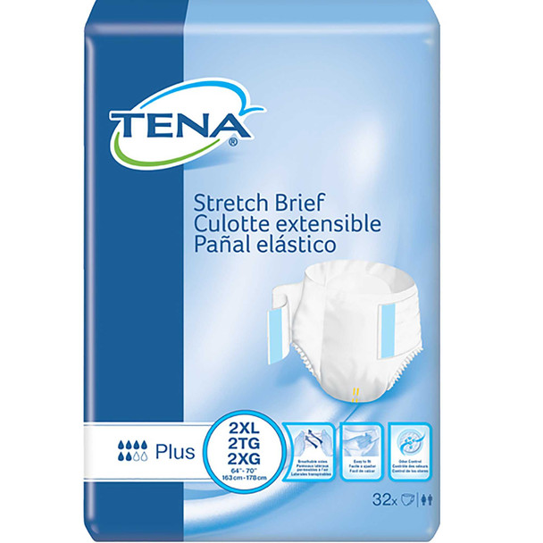 Adult Incontinent Brief TENA Stretch Plus Tab Closure 2X-Large Disposable Moderate Absorbency 61090 Pack/32 61090 SCA PERSONAL CARE 959407_PK