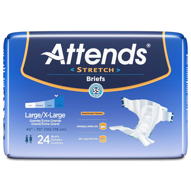 Adult Incontinent Brief Attends Tab Closure Large / X-Large Disposable Moderate Absorbency DDSLXL Case/96 DDSLXL ATTENDS HEALTHCARE PRODUCTS 981738_CS