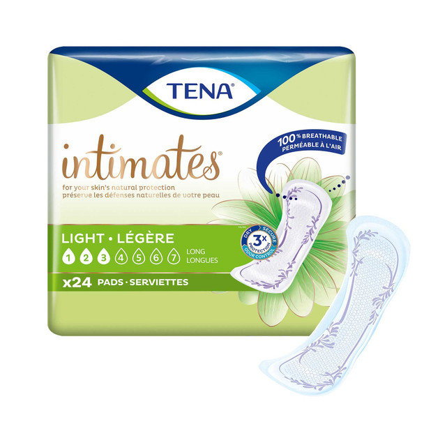 Bladder Control Pad TENA Intimates 10 Inch Length Light Absorbency Polymer Female Disposable 54344 Case/144 54344 SCA PERSONAL CARE 1059446_CS