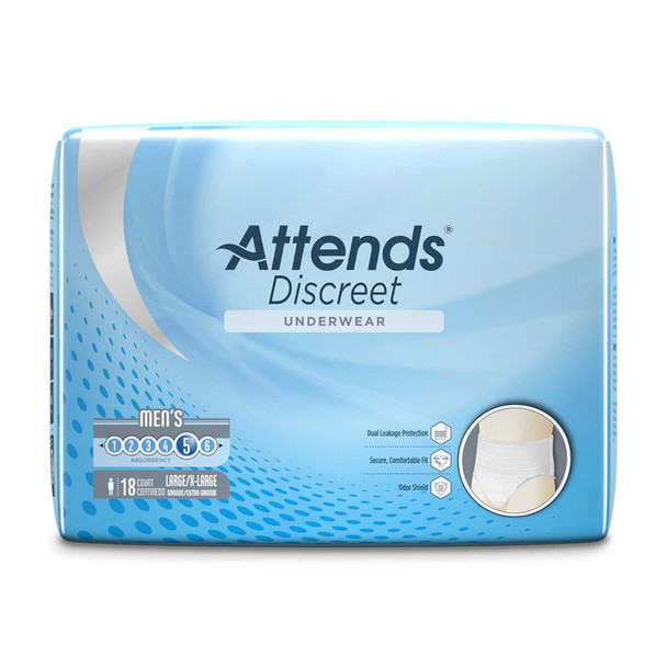 Adult Absorbent Underwear Attends Discreet Pull On Large / X-Large Disposable Moderate Absorbency ADUM35 BG/18 ADUM35 ATTENDS HEALTHCARE PRODUCTS 1039114_BG