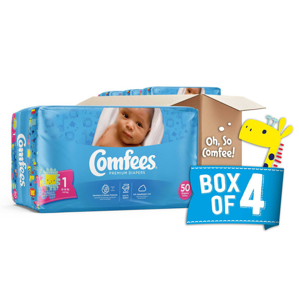 Baby Diaper Comfees Tab Closure Size 1 Disposable Moderate Absorbency CMF-1 BG/50 CMF-1 ATTENDS HEALTHCARE PRODUCTS 907019_BG